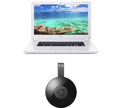 ACER 15 CB5-571 Chromebook & Chromecast Bundle - White